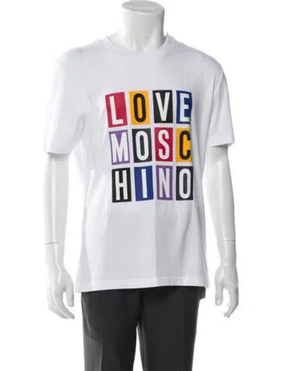 Pre-owned Love Moschino Graphic Print Crew Neck T-shirt W/ Tags In White