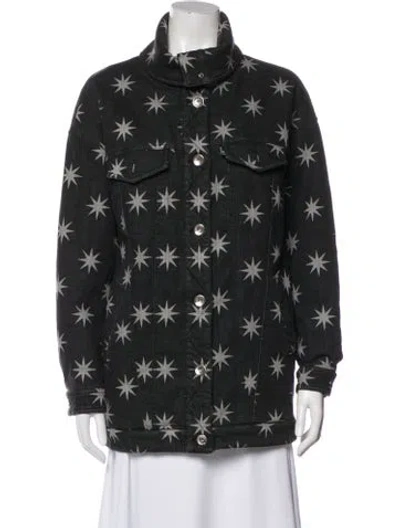 Pre-owned Love Moschino Graphic Print Denim Jacket In Gray