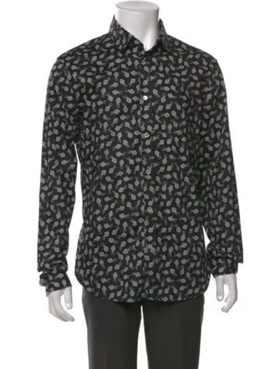 Pre-owned Love Moschino Graphic Print Long Sleeve Shirt In Black
