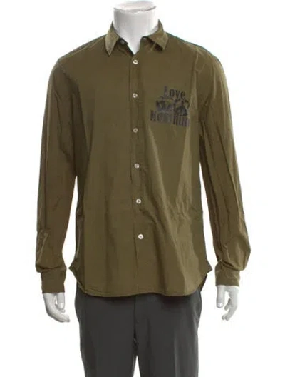 Pre-owned Love Moschino Graphic Print Long Sleeve Shirt In Green