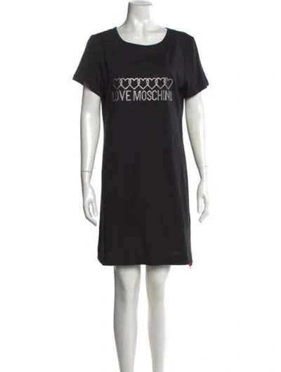 Pre-owned Love Moschino Graphic Print Mini Dress In Black