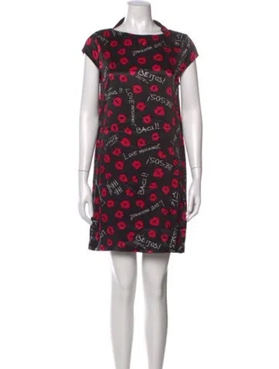 Pre-owned Love Moschino Graphic Print Mini Dress In Black