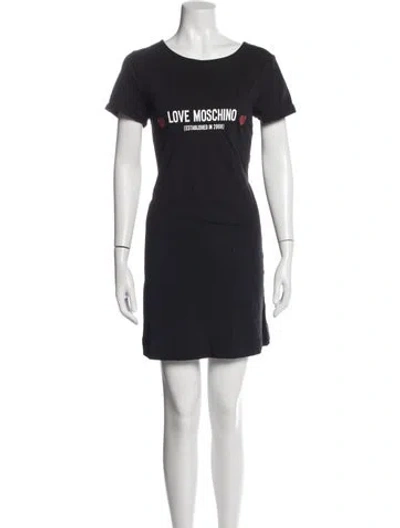 Pre-owned Love Moschino Graphic Print Mini Dress In Blue
