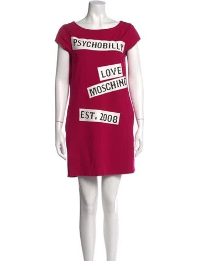 Pre-owned Love Moschino Graphic Print Mini Dress In Pink