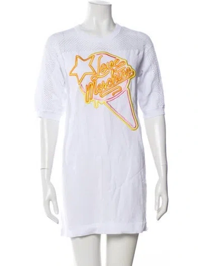 Pre-owned Love Moschino Graphic Print Mini Dress W/ Tags In White
