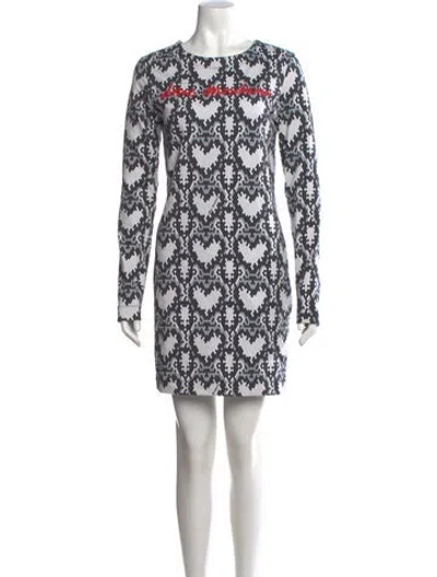 Pre-owned Love Moschino Graphic Print Mini Dress In White