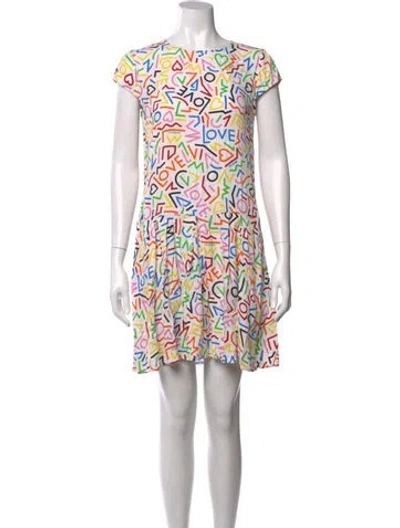 Pre-owned Love Moschino Graphic Print Mini Dress In White