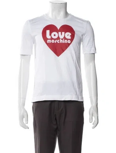 Pre-owned Love Moschino Graphic Print Short Sleeve Shirt In White