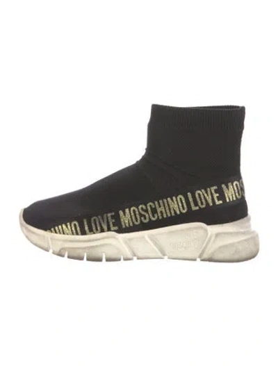 Pre-owned Love Moschino Graphic Print Sock Sneakers In Black