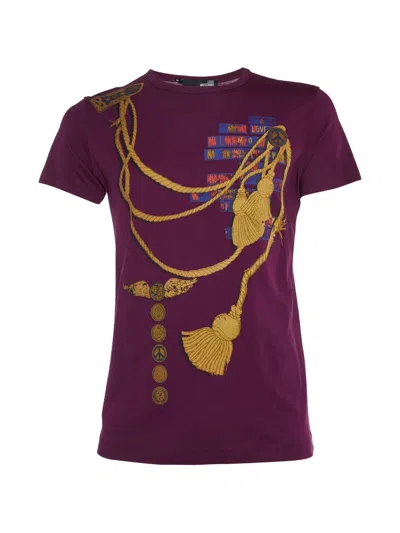 Pre-owned Love Moschino Graphic-print Crew Neck T-shirt In Purple