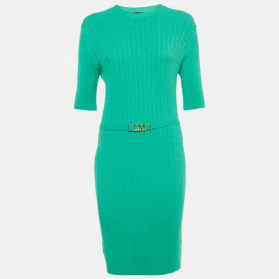 Love Moschino Green Knit Belted Midi Dress