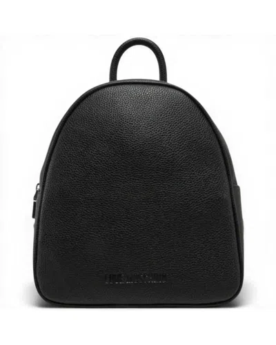 Love Moschino Grs Women's Black And Silver Backpack In Eco-leather