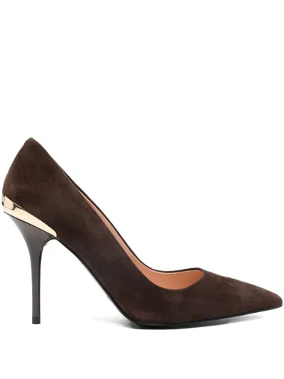 Love Moschino 95mm Pointed-toe Suede Pumps In Brown