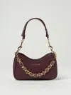 Love Moschino Chain Logo Vino Leather Shoulder Bag In Burgundy
