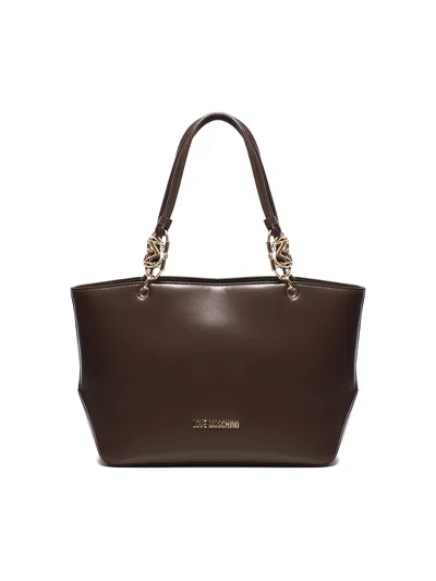 Love Moschino Handbag With Logo In Brown