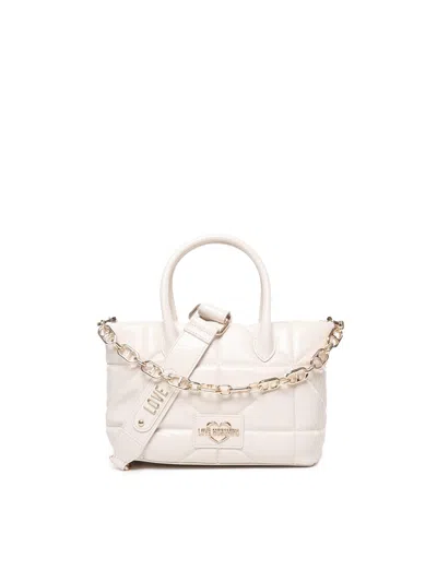 Love Moschino Handbag With Shiny Quilted Leather Effect In White