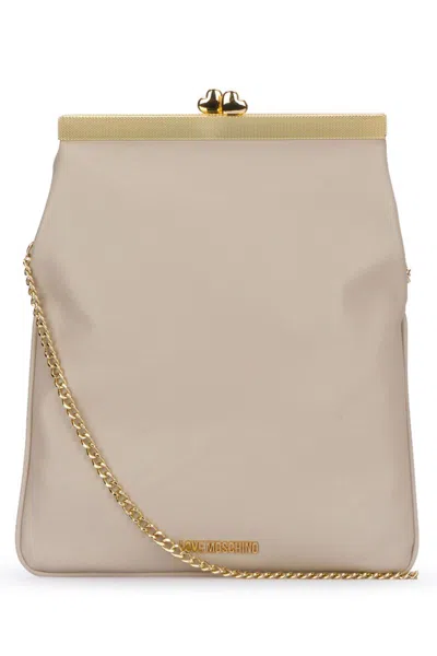 Love Moschino Chain Strap Cross-body Bag With Gold-tone Hardware In Beige
