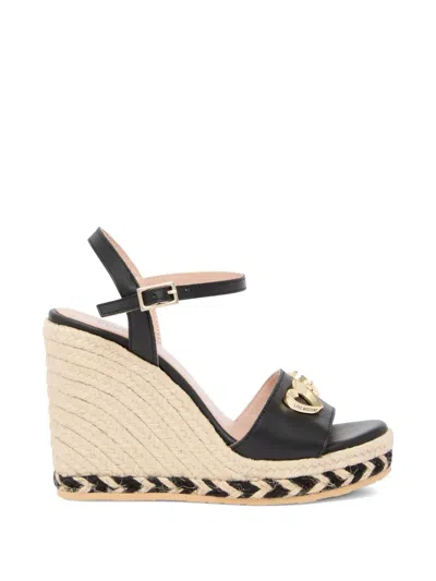 Love Moschino Heart Appliqué Espadrilles In Black