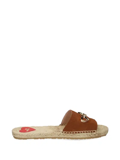 Love Moschino Heart-appliqué Flat Espadrilles In Brown