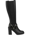 Love Moschino Heart-buckle Leather Boots In Black