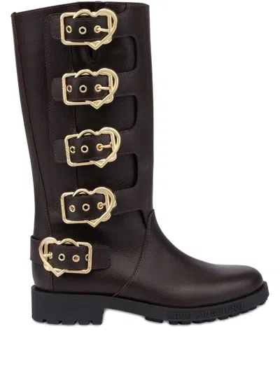 Love Moschino Stiefel Mit Herzschnalle In Brown