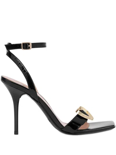 Love Moschino Heart Buckle Sandals In Black