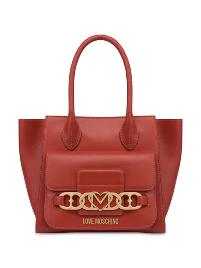 Love Moschino Heart-chain Mini Bag In Red