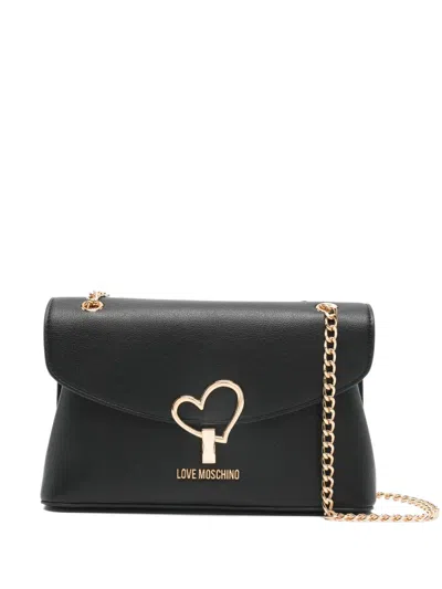 Love Moschino Heart Charm Chain Shoulder Bag In Black