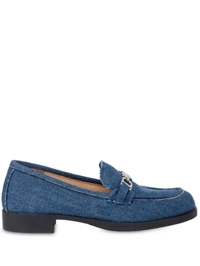 Love Moschino Heart-charm Denim Loafers In Blue