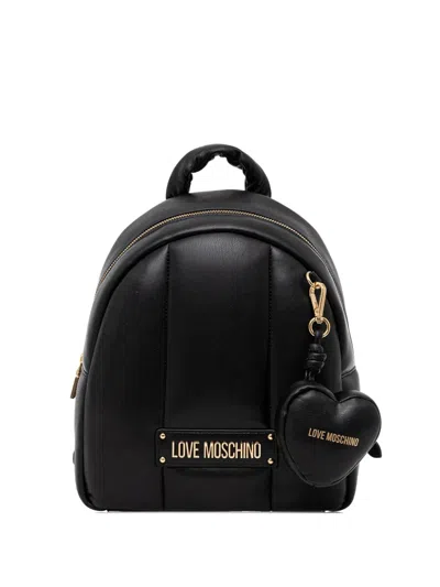 Love Moschino Heart-charm Logo-plaque Backpack In Black