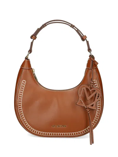 Love Moschino Heart-charm Stitched Shoulder Bag In Brown
