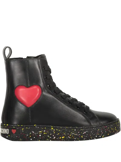 Love Moschino Heart-detail High-top Sneakers In Black