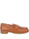 Love Moschino Heart Detail Leather Loafers In Brown