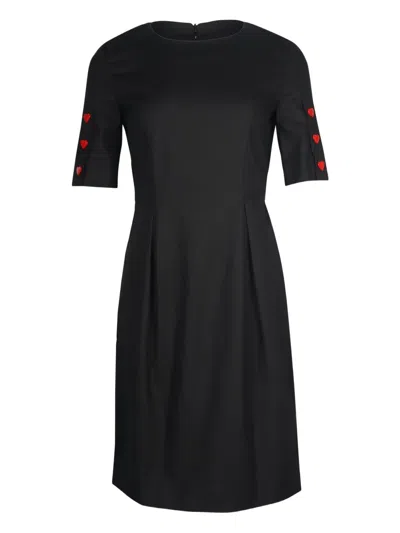 Pre-owned Love Moschino Heart-detail Pleated Dress In Black
