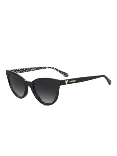 Love Moschino Heart-embellished Cat-eye Sunglasses In Black