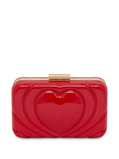 Love Moschino Heart-embossed Clutch Bag In Red Patent