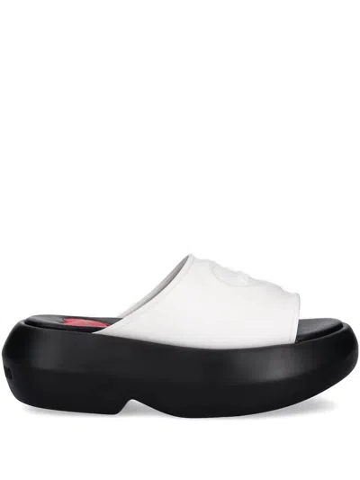 Love Moschino Heart-embossed Platform Sandals In White
