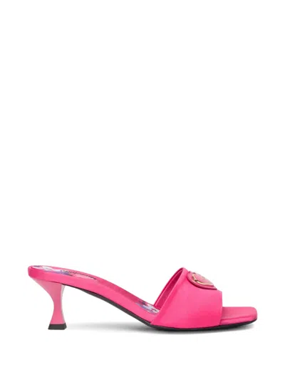 Love Moschino Heart Leather Sandals In Pink