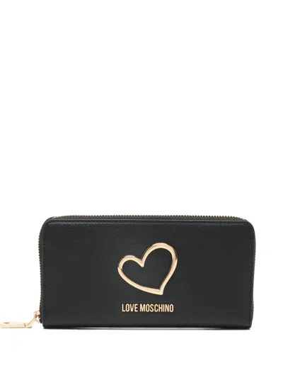 Love Moschino Heart Leather Wallet In Yellow