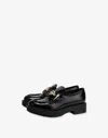 Love Moschino Heart Logo Brushed Calfskin Loafers In Black