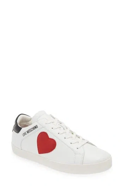 Love Moschino Heart Low Top Sneaker In White/beige/pink