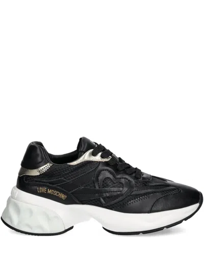 Love Moschino Heart-patch Sneakers In Black