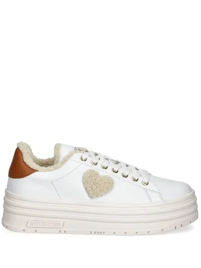 Love Moschino Heart-patch Trainers In White