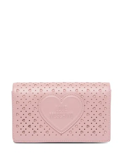 Love Moschino Heart Pierced Clutch Bag In Pink