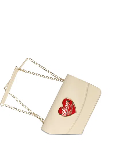 Love Moschino Heart-plaque Chain Shoulder Bag In Neutral