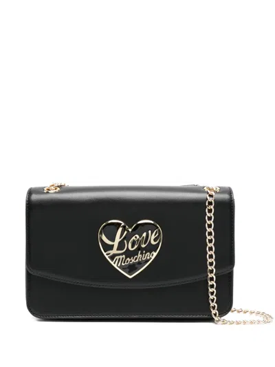 Love Moschino Heart-plaque Cross Body Bag In Black