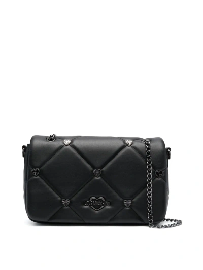 Love Moschino Heart-plaque Quilted Bag In Black