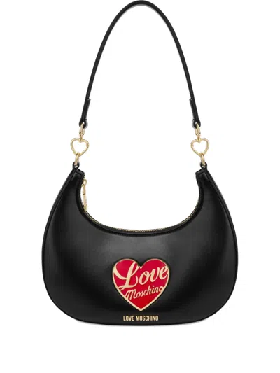 Love Moschino Heart-plaque Shoulder Bag In Black