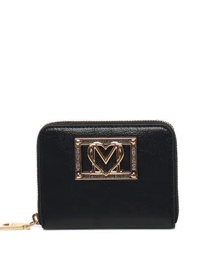 Love Moschino Heart-plaque Zip Wallet In Black
