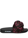 Love Moschino Heart-print Braided Slides In Schwarz